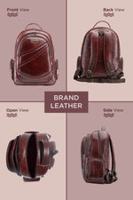 BRAND LEATHER Men's Full Grain Cow Hide Leather 17 Inch Laptop Backpack Large Capacity Weekender Overnight Camping Travel Rucksack