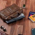 BRAND LEATHER Laptop Bag for Men - Genuine Leather Office Bag with Multiple Compartments Fits 14/15.6/16 Inch Laptop Bag - Messenger and Shoulder Bag for Travel - Water Resistant