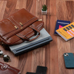 BRAND LEATHER Laptop Bag for Men - Genuine Leather Office Bag with Multiple Compartments Fits 14/15.6/16 Inch Laptop Bag - Messenger and Shoulder Bag for Travel - Water Resistant