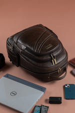 BRAND LEATHER Men's Full Grain Cow Hide Leather 17 Inch Laptop Backpack Large Capacity Weekender Overnight Camping Travel Rucksack