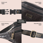 BRAND LEATHER Genuine Leather Stylish Waist Bag Elegant Style Travel Pouch Passport Holder with Adjustable Strap Unisex