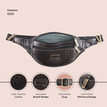 BRAND LEATHER Genuine Leather Stylish Waist Bag Elegant Style Travel Pouch Passport Holder with Adjustable Strap Unisex