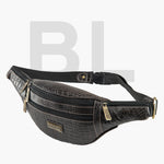 BRAND LEATHER Genuine Leather Stylish Waist Bag Elegant Style Travel Pouch Passport Holder with Adjustable Strap Unisex