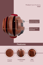 BRAND LEATHER Men's Full Grain Cow Hide Leather 17 Inch Laptop Backpack Large Capacity Weekender Overnight Camping Travel Rucksack