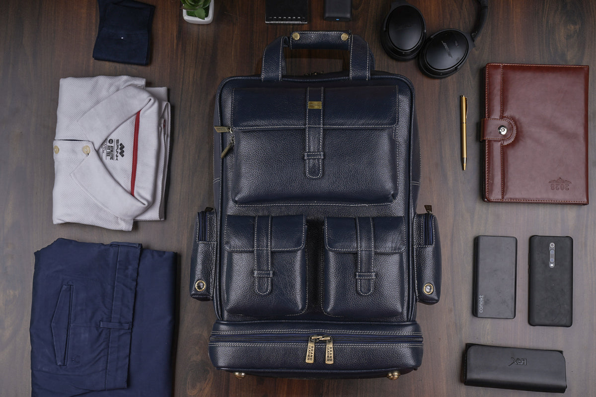 BRAND LEATHER Full Grain Buffalo - Hide Leather Backpack Large Capacity 15/15.6/16/17 Inch Laptop Bag Multi Pockets Travel Daypack