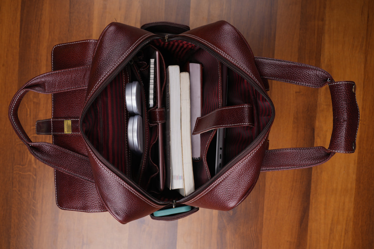 BRAND LEATHER Full Grain Buffalo - Hide Leather Backpack Large Capacity 15/15.6/16/17 Inch Laptop Bag Multi Pockets Travel Daypack