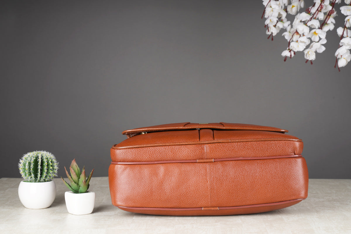 BRAND LEATHER Laptop Bag for Men - Genuine Leather Office Bag with Multiple Compartments Fits 14/15.6/16 Inch Laptop Bag - Messenger and Shoulder Bag for Travel - Water Resistant