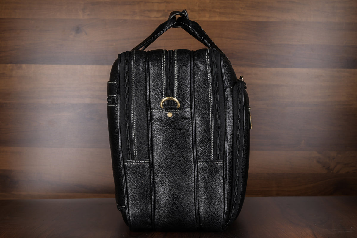 Genuine Leather 17 inch Laptop Messenger Bag with 3 Gusset|Shoulder Padded|ATM Card Slot|Mobile Pocket|Pen Pocket