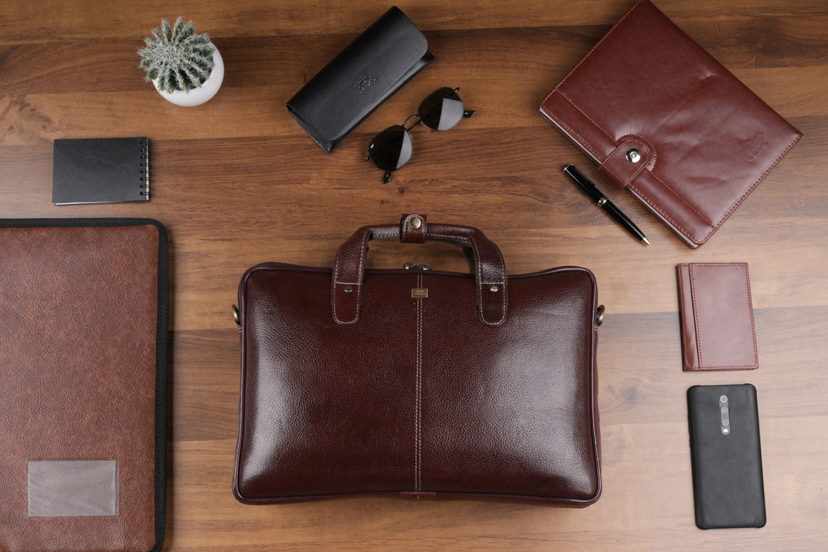 BRAND LEATHER Genuine Leather Laptop Bag for Men/Office Bag for Men |Fits 14|15.6|16 Inch Laptop Bag/MacBook |Leather Bag for Men with Shoulder Straps|Crossbody Laptop Messenger Bag for Men