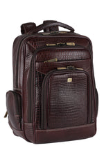 BRAND LEATHER Men's Full Grain Cow Hide Leather 17 Inch Laptop Backpack Large Capacity Weekender Overnight Camping Travel Rucksack