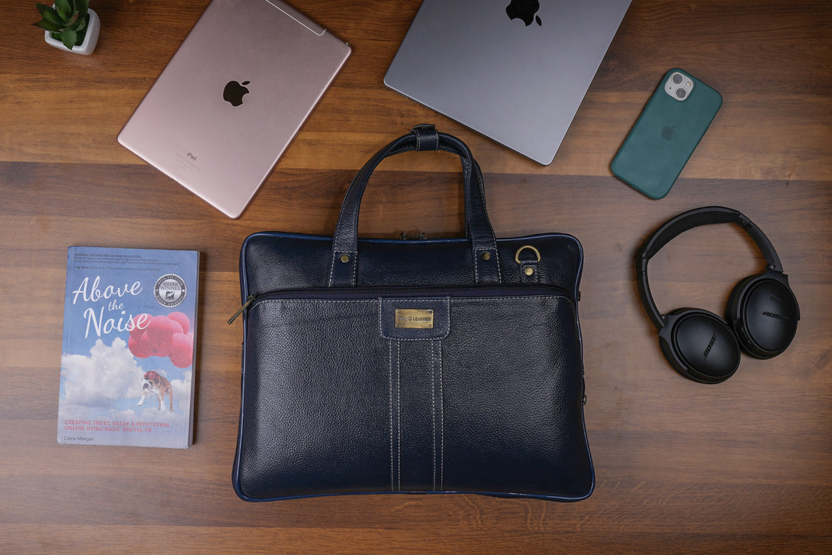 BRAND LEATHER Genuine Leather Laptop Bag for Men/Office Bag for Men |Fits 14|15.6|16 Inch Laptop Bag/MacBook |Leather Bag for Men with Shoulder Straps|Crossbody Laptop Messenger Bag for Men
