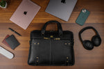 Laptop Bag for Men - Genuine Leather Messenger Bag for Office - Fits up to 15 Inch Laptop -Brown Shoulder Bag with Multiple Compartments - Executive Leather Bag for Work and Travel