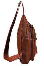 BRAND LEATHER Men's Genuine Leather Sling Chest Bag Casual Shoulder Daypack's