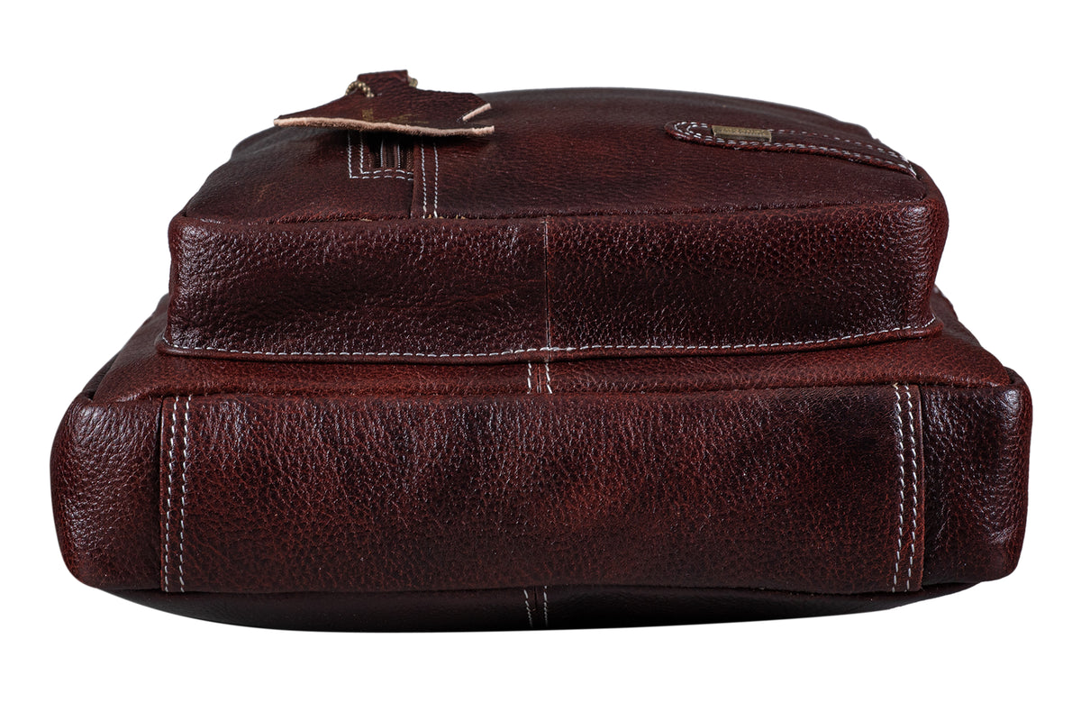 BRAND LEATHER Men's Genuine Leather Sling Chest Bag Casual Shoulder Daypack's