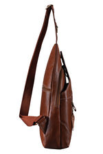 BRAND LEATHER Men's Genuine Leather Sling Chest Bag Casual Shoulder Daypack's