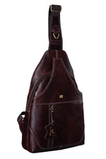 BRAND LEATHER Men's Genuine Leather Sling Chest Bag Casual Shoulder Daypack's