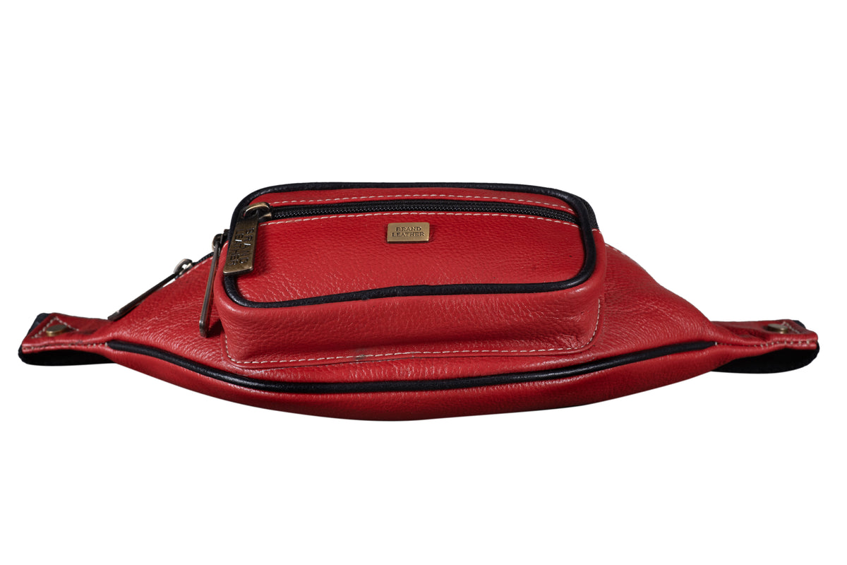 BRAND LEATHER Stylish Genuine Leather Waist Bag Elegant Style Travel Pouch Passport Holder with Adjustable Strap for Multipurpose Use