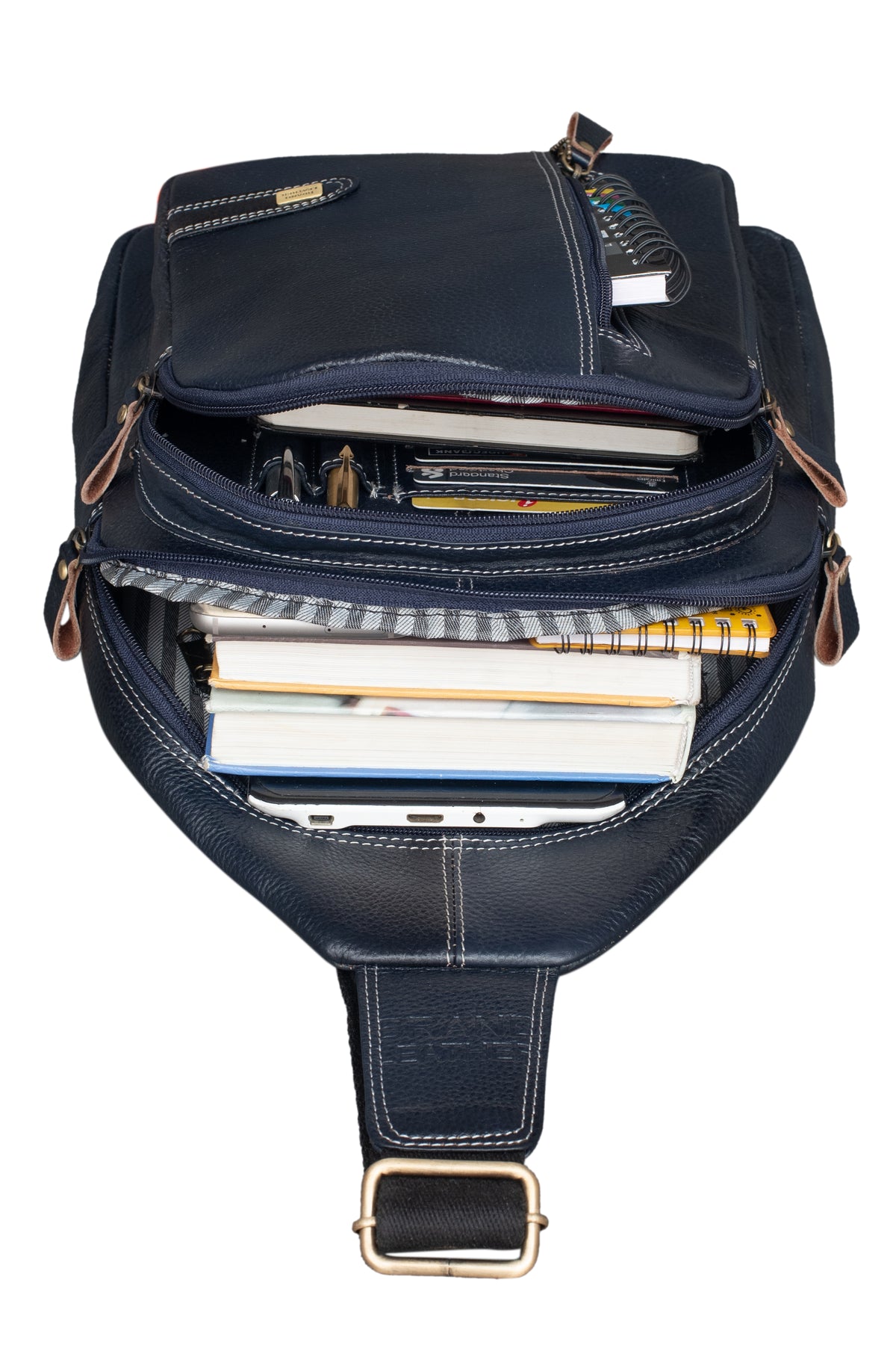 BRAND LEATHER Men's Genuine Leather Sling Chest Bag Casual Shoulder Daypack's