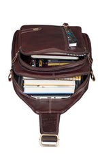 BRAND LEATHER Men's Genuine Leather Sling Chest Bag Casual Shoulder Daypack's