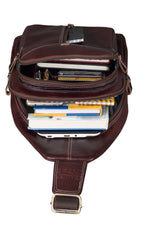 BRAND LEATHER Men's Genuine Leather Sling Chest Bag Casual Shoulder Daypack's