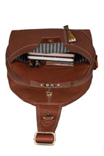 BRAND LEATHER Men's Genuine Leather Sling Chest Bag Casual Shoulder Daypack's