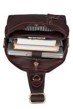 BRAND LEATHER Men's Genuine Leather Sling Chest Bag Casual Shoulder Daypack's