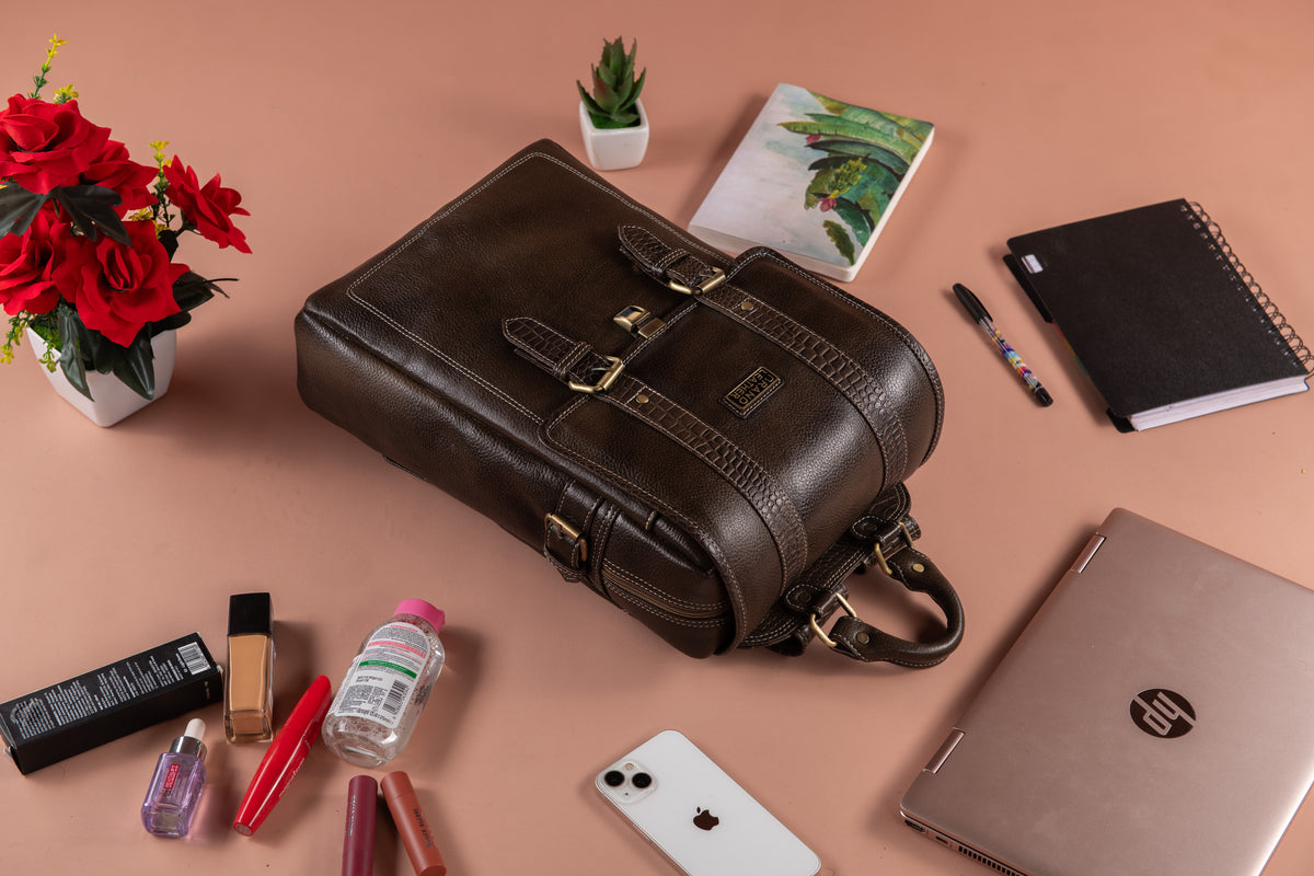 BRAND LEATHER Genuine Leather 14, 15.6 Inch Laptop Backpack For Use Office|Travel|Scahool|College Unisex