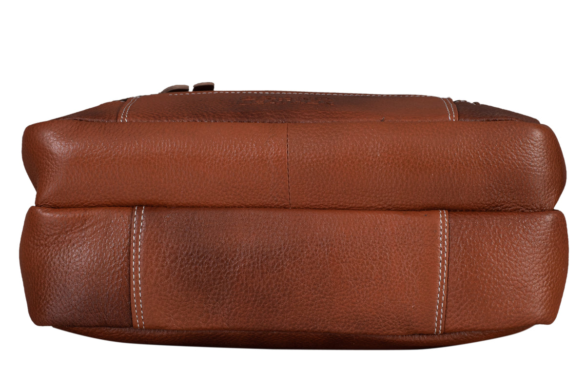 BRAND LEATHER Men's Genuine Leather Sling Chest Bag Cross Body Shoulder Daypacks For 10.5 Inches iPad