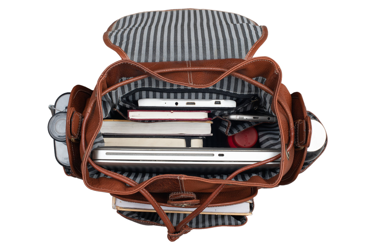 BRAND LEATHER Genuine Leather 15.6 inch Laptop Backpack Casual Daypack for Travel Business Outdoor and More Unisex