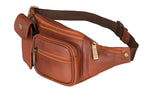 BRAND LEATHER Genuine Leather Stylish Waist Bag Elegant Style Travel Pouch Passport Holder with Adjustable Strap