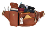 BRAND LEATHER Genuine Leather Stylish Waist Bag Elegant Style Travel Pouch Passport Holder with Adjustable Strap