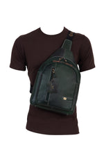 BRAND LEATHER Men's Genuine Leather Sling Chest Bag Casual Shoulder Daypack's