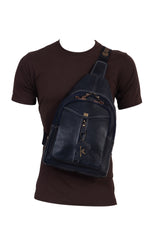 BRAND LEATHER Men's Genuine Leather Sling Chest Bag Casual Shoulder Daypack's