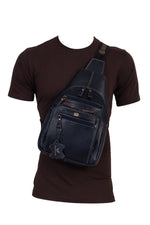 BRAND LEATHER Men's Genuine Leather Sling Chest Bag Casual Shoulder Daypack's