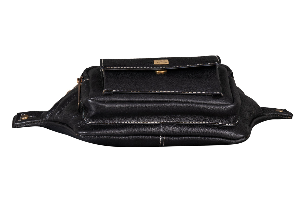 BRAND LEATHER Stylish Genuine Leather Waist Bag Elegant Style Travel Pouch Passport Holder with Adjustable Strap for Multipurpose Use