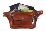 BRAND LEATHER Stylish Genuine Leather Waist Bag Elegant Style Travel Pouch Passport Holder with Adjustable Strap for Multipurpose Use