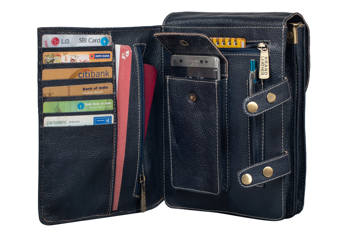 BRAND LEATHER Casual|Business|Travel use Genuine Leather Cross Body Sling Bag with Multi Pockets
