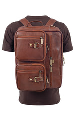 Genuine Leather Convertible Backpack 16" Laptop Messenger Bag Multi-Functional Business Briefcase for Men