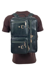 Genuine Leather Convertible Backpack 16" Laptop Messenger Bag Multi-Functional Business Briefcase for Men