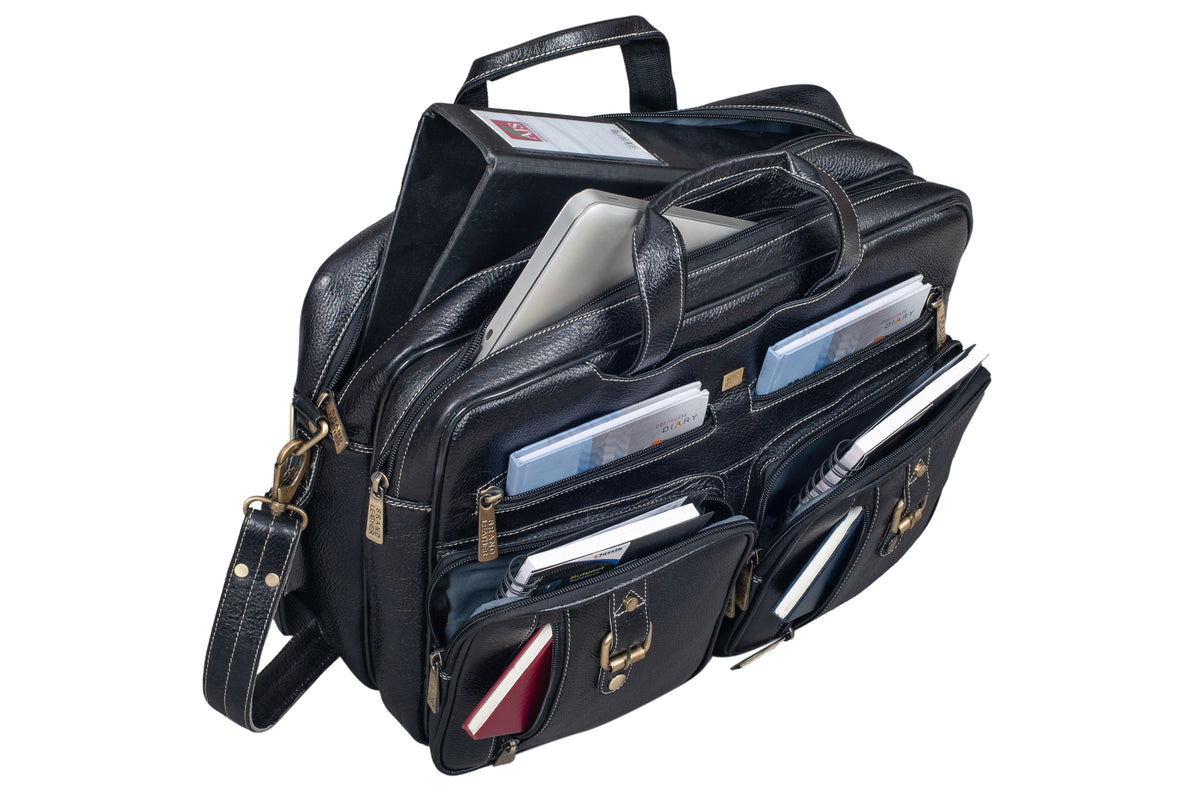 Genuine Leather Convertible Backpack 16" Laptop Messenger Bag Multi-Functional Business Briefcase for Men