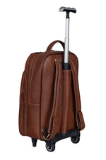 BRAND LEATHER Rolling Backpack Wheeled Laptop Backpack for Travel, Carryon Trolley Luggage Suitcase Compact Business Bag Student Laptop Bag for Men Women fit 16 Inch Notebook