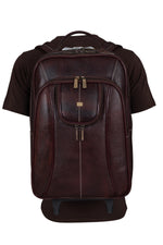 BRAND LEATHER Rolling Backpack Wheeled Laptop Backpack for Travel, Carryon Trolley Luggage Suitcase Compact Business Bag Student Laptop Bag for Men Women fit 16 Inch Notebook