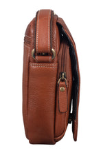BRAND LEATHER Bombay Brown Leather Cross Body Sling Bag For Unisex