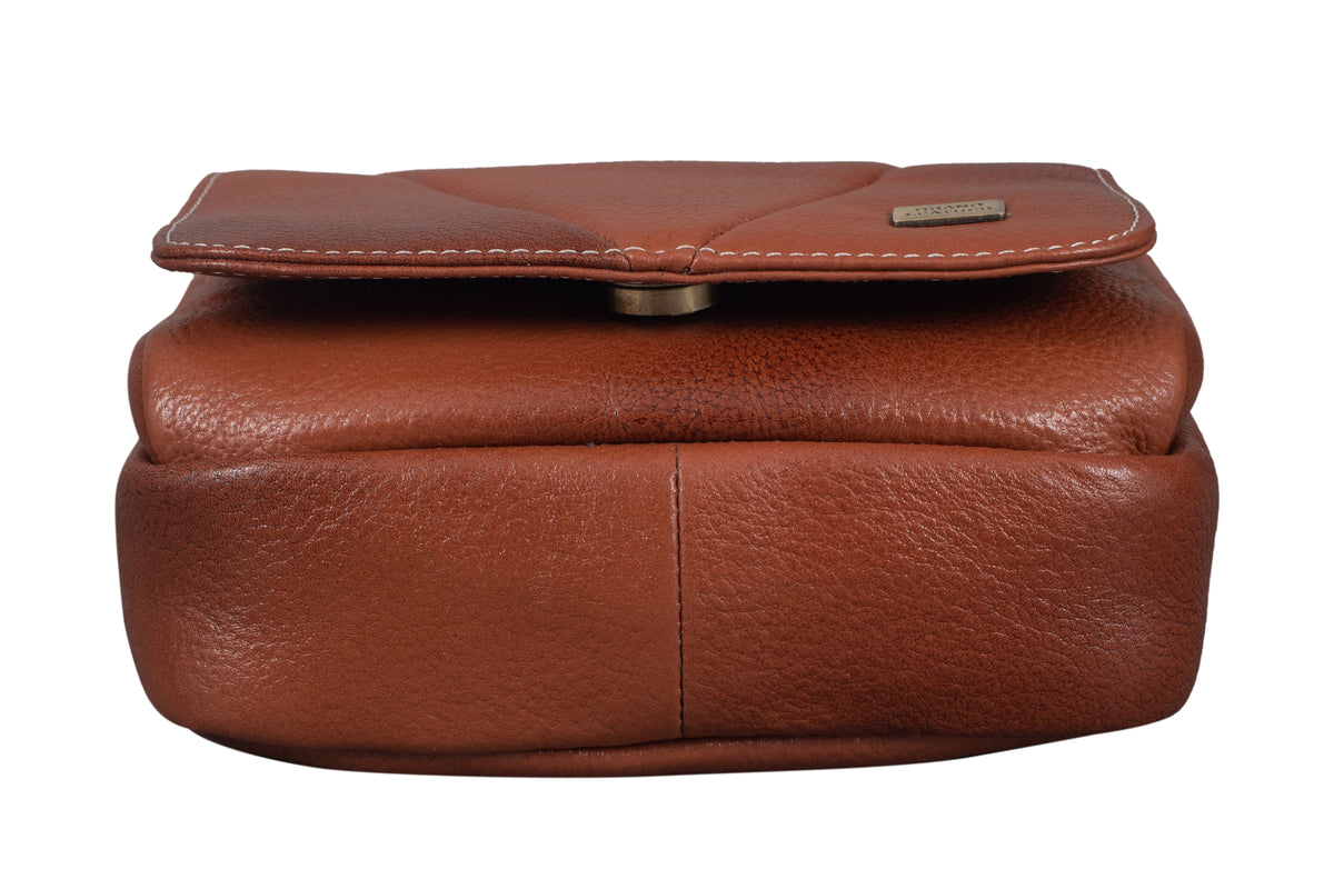 BRAND LEATHER Bombay Brown Leather Cross Body Sling Bag For Unisex