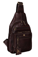 BRAND LEATHER Men's Genuine Leather Sling Chest Bag Casual Shoulder Daypack's