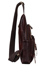 BRAND LEATHER Men's Genuine Leather Sling Chest Bag Casual Shoulder Daypack's