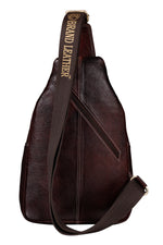 BRAND LEATHER Men's Genuine Leather Sling Chest Bag Casual Shoulder Daypack's