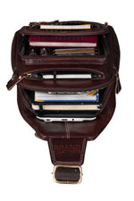 BRAND LEATHER Men's Genuine Leather Sling Chest Bag Casual Shoulder Daypack's