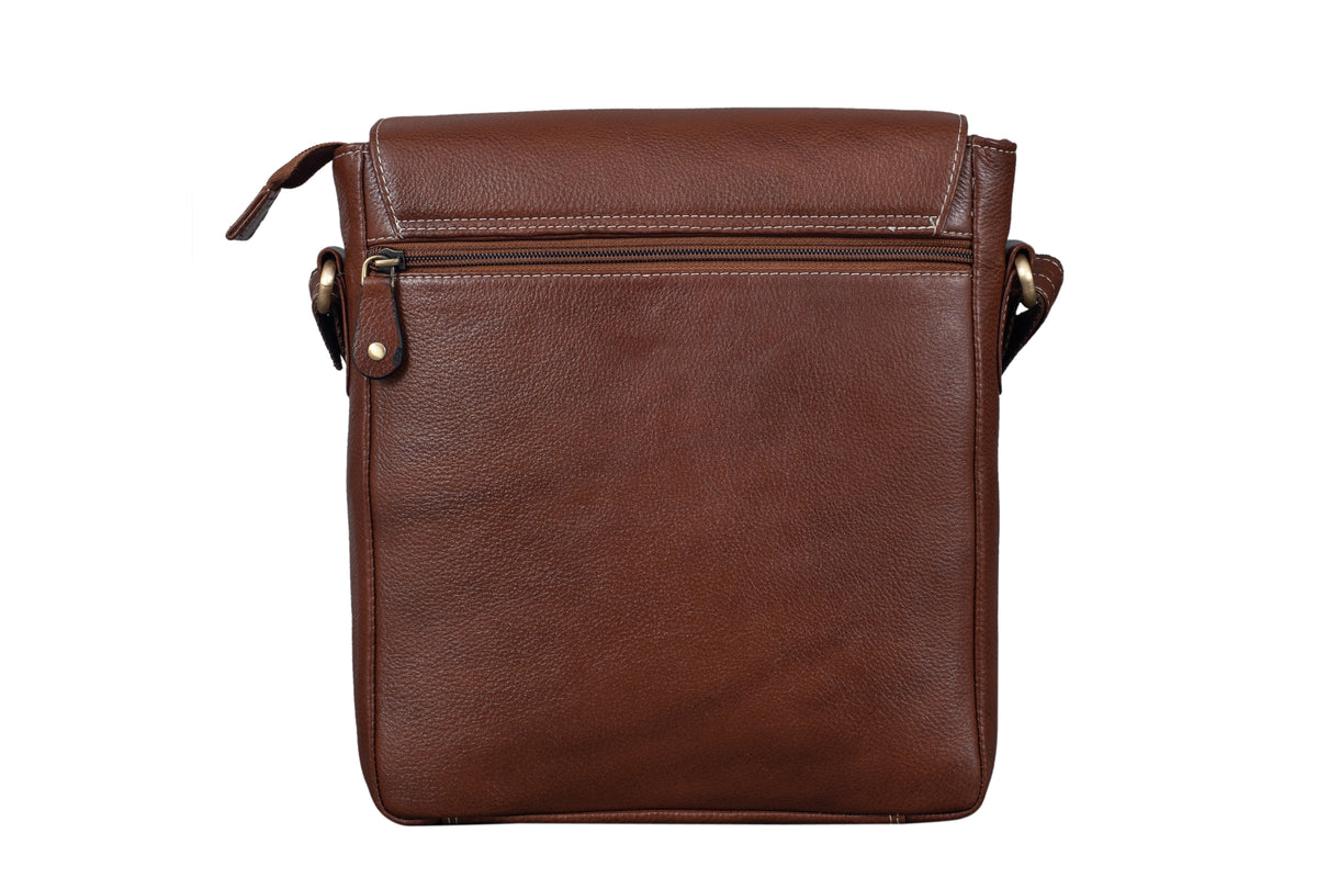 BRAND LEATHER Genuine Leather Sling Bag for Men - Crossbody One Side Bag with Multiple Pockets, Adjustable Shoulder Straps - Messenger Bag Ideal for Travel and Office Use, 1-Year Warranty