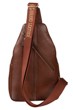 BRAND LEATHER Men's Genuine Leather Sling Chest Bag Casual Shoulder Daypack's